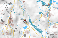 Fig. 5.24 Wakas, caminos y canales en las tierras altas al norte de Saqsaywaman