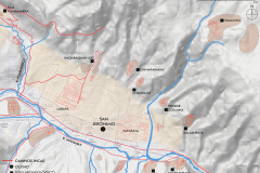 Figura 5.41 Terrazas agrarias y yacimientos arqueológicos de la zona de Larapa y Patapata en el distrito de San Jerónimo